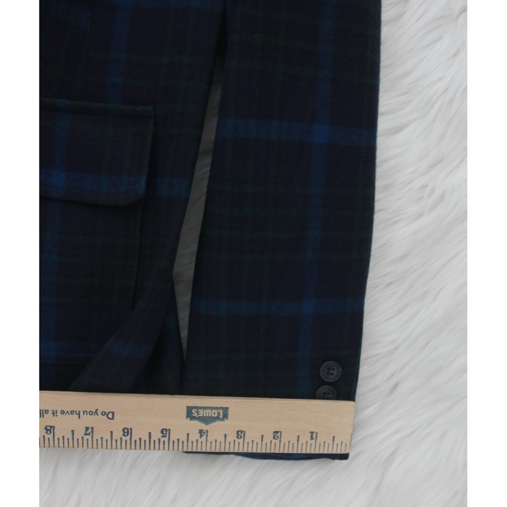 Pendleton Womens 12 Virgin Wool Blazer Jacket 1965 Plaid Green Blue Academia - Picture 3 of 16